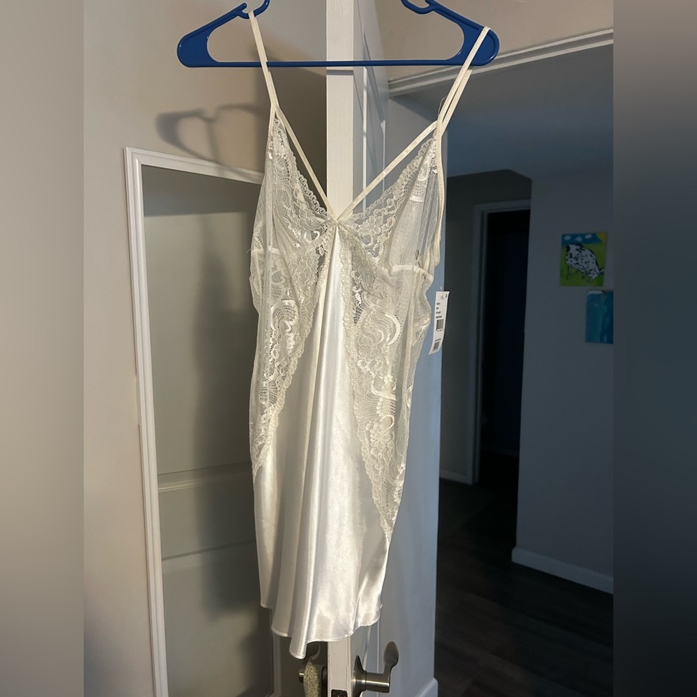 White satin lingerie nightgown